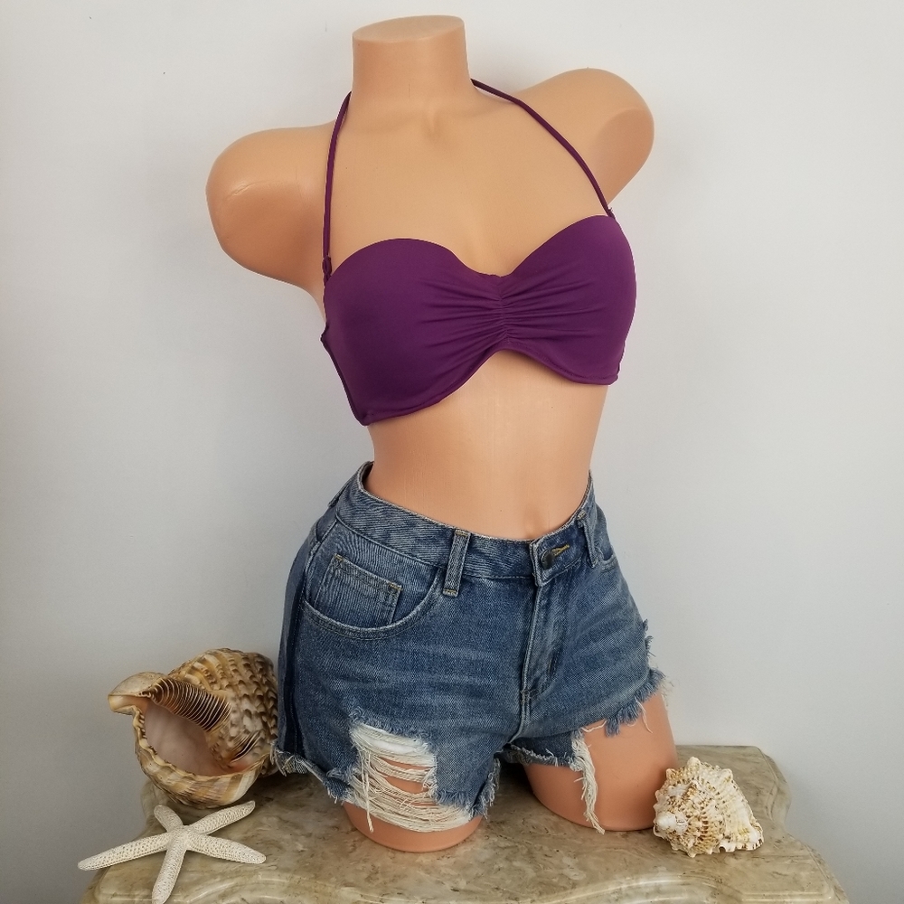 Victoria's Secret Purple Bandeau Bikini top Sz 36C - Picture 2 of 7
